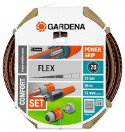 Шланг Gardena FLEX 9x9 1/2" х 20 м: комплект (соединительные элементы, наконечник для полива Classic)